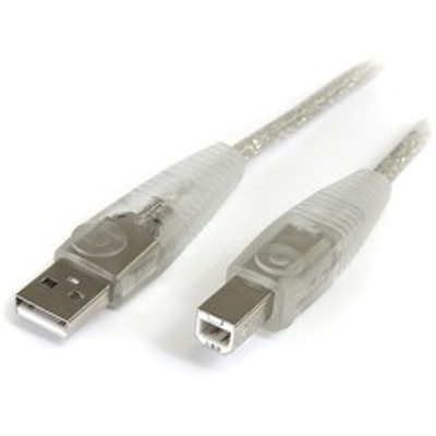 StarTech.com 10 ft Transparent USB 2.0 Cable - A to B - 10 ft USB/USB-B Data Transfer Cable for Peripheral Device, Printer, PC, MAC - First End: 1 x 4-pin USB 2.0 Type A - Male - Second End: 1 x 4-pin USB 2.0 Type B - Male - 480 Mbit/s - 24/28 AWG...