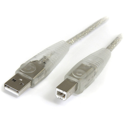StarTech.com 15 ft Transparent USB 2.0 Cable - A to B - 15 ft USB/USB-B Data Transfer Cable for Peripheral Device, Printer, PC, MAC - First End: 1 x 4-pin USB 2.0 Type A - Male - Second End: 1 x 4-pin USB 2.0 Type B - Male - 480 Mbit/s - 24/28 AWG...