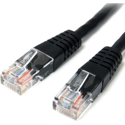 StarTech.com 15 ft Black Molded Cat5e UTP Patch Cable - 15 ft Category 5e Network Cable for Network Device, Distribution Panel, Workstation - First End: 1 x RJ-45 Network - Male - Second End: 1 x RJ-45 Network - Male - Patch Cable - Gold Plated Co...