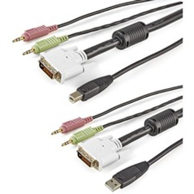 StarTech.com 6 ft 4-in-1 USB DVI KVM Cable with Audio and Microphone - 6 ft USB KVM Cable for KVM Switch, Keyboard/Mouse - First End: 1 x 29-pin DVI-I Digital Video - Male, 2 x 4-pin Mini-phone Audio - Male, 1 x 3-pin USB Type A - Female - Second ...