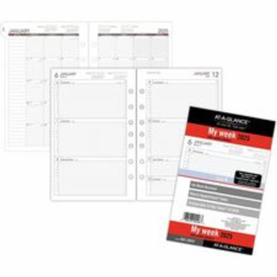 At-A-Glance Weekly Planner Refill, Loose-Leaf, Desk Size, 5 1/2" x 8 1/2" - Business - Julian Dates - Weekly - 1 Year - January 2025 to December 2025 - 8:00 AM to 5:00 PM - Hourly, Monday - Friday - 1 Week Double Page Layout - 5 1/2" x 8 1/2" Shee...