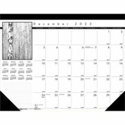 House of Doolittle Black on White Calendar Desk Pad - Julian Dates - Monthly - 13 Month - December 2024 to December 2025 - 1 Month Single Page Layout - 22" x 17" Sheet Size - 2.75" x 2.25" Block - Desk Pad - Black, White - Perforated Corner, Refer...