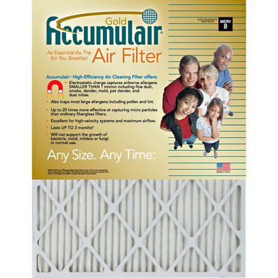 Accumulair Gold Air Filter - For Air Conditioner, Furnace - Remove Mold Spores, Removes Mildew, Remove Bacteria, Remove Micro Organisms, Remove Allergens, Remove Dust, Remove Smoke, Remove Pet Dander, Remove Dust Mite - 19.9" Height x 21.5" Width ...