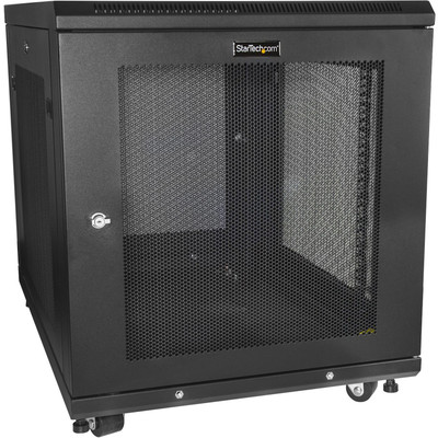 StarTech.com Server Rack Cabinet - 31 in. Deep Enclosure - 12U - For Server, LAN Switch, Patch Panel, A/V Equipment, Networking - 12U Rack Height x 19" Rack Width x 30.50" Rack Depth - Floor Standing Enclosed Cabinet - 4 Post - Black - Steel, Mesh...