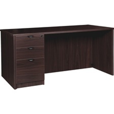 Lorell Prominence 2.0 Left-Pedestal Desk - x 1" Thickness Top, 29" Height x 60" Width x 30" Depth - 3 x File, Box Drawer(s) - Single Pedestal on Left Side - Band Edge - Material: Particleboard - Finish: Espresso Laminate, Thermofused Melamine (TFM...