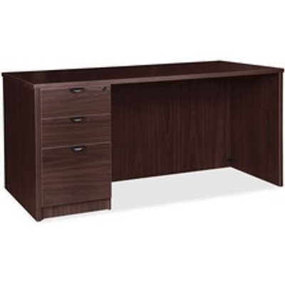 Lorell Prominence 2.0 Left-Pedestal Desk - x 1" Thickness Top, 29" Height x 72" Width x 36" Depth - 3 x File, Box Drawer(s) - Single Pedestal on Left Side - Band Edge - Material: Particleboard - Finish: Espresso Laminate, Thermofused Melamine (TFM...
