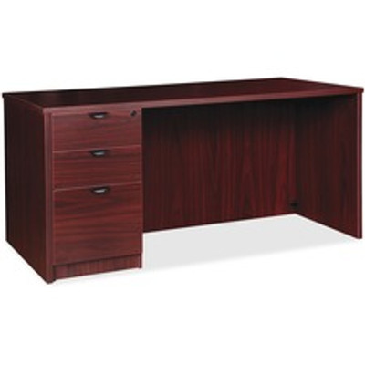 Lorell Prominence 2.0 Left-Pedestal Desk - x 1" Thickness Top, 29" Height x 72" Width x 36" Depth - 3 x File, Box Drawer(s) - Single Pedestal on Left Side - Band Edge - Material: Particleboard - Finish: Mahogany Laminate, Thermofused Melamine (TFM...