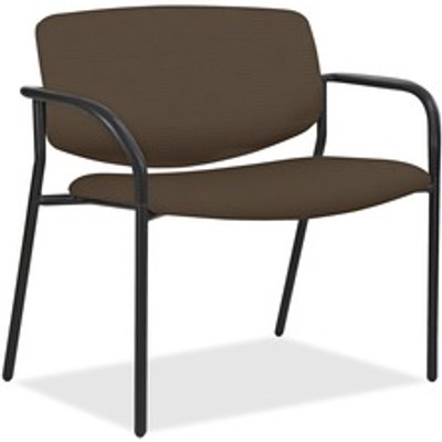 Lorell Avent Big & Tall Upholstered Guest Chair with Arms - Beige Seat Color - Steel, Crepe Fabric Seat Material - Beige Back Color - Steel Back Material - Powder Coated, Black Frame Color - Tubular Steel Frame Material - Four-legged Base - Armres...