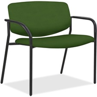 Lorell Avent Big & Tall Upholstered Guest Chair with Arms - Fern Seat Color - Steel, Crepe Fabric Seat Material - Fern Back Color - Steel Back Material - Powder Coated, Black Frame Color - Tubular Steel Frame Material - Four-legged Base - Armrest ...