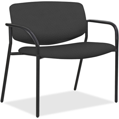 Lorell Avent Big & Tall Upholstered Guest Chair with Arms - Ash Seat Color - Steel, Crepe Fabric Seat Material - Ash Back Color - Steel Back Material - Powder Coated, Black Frame Color - Tubular Steel Frame Material - Four-legged Base - Armrest - ...
