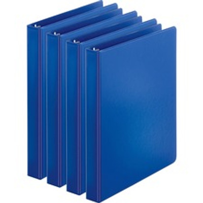 Business Source Basic Round Ring Binder - 1" Binder Capacity - Letter - 8 1/2" x 11" Sheet Size - 225 Sheet Capacity - 3 Ring(s) - Fastener(s): Round Ring - Pocket(s): Inside Front & Back - Chipboard, Polypropylene - Dark Blue - 12.80 oz - Sturdy,...