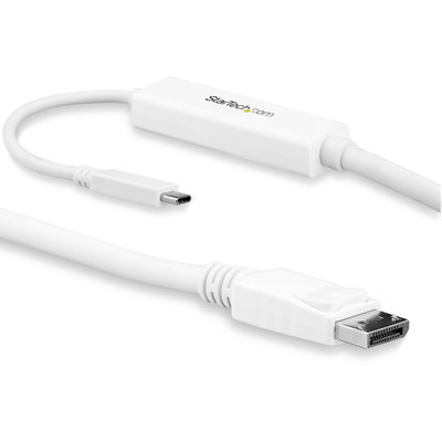StarTech.com 3 m (10 ft.) USB-C to DisplayPort Cable - 4K 60Hz - White - 9.84 ft DisplayPort/Thunderbolt 3 Video Cable Adapter for Chromebook, Projector, Monitor, Audio/Video Device, MacBook, Workstation, MacBook Air, MacBook Pro, iPad Pro - First...