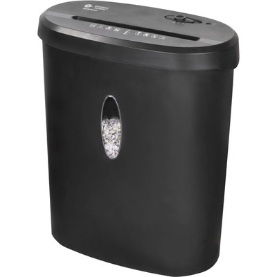 Business Source 4.6-gallon Bin Cross-cut Shredder - Non-continuous Shredder - Cross Cut - 12 Per Pass - for shredding Paper, Staples, Credit Card - P-3 - 8.66" Throat - 2 Minute Run Time - 30 Minute Cool Down Time - 4.60 gal Wastebin Capacity - Bl...