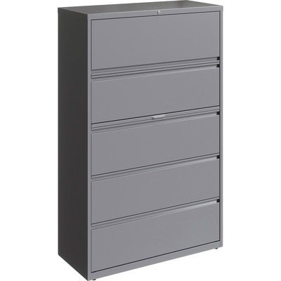 Lorell Fortress Series Lateral File w/Roll-out Posting Shelf - 42" Width x 18.6" Depth x 67.6" Height - 2 x Drawer(s) for File - Letter, Legal, A4 - Lateral - Hanging Rail, Magnetic Label Holder, Locking Drawer, Locking Bar, Ball Bearing Slide, Re...