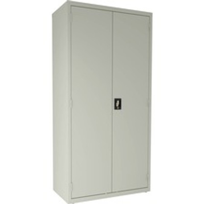 Lorell Fortress Series Janitorial Cabinet - 36" Width x 18" Depth x 72" Height - 4 x Shelf(ves) - Hinged Door(s) - Locking System, Welded, Sturdy, Recessed Locking Handle, Durable, Removable Lock, Storage Space, Adjustable Shelf - Light Gray - Pow...