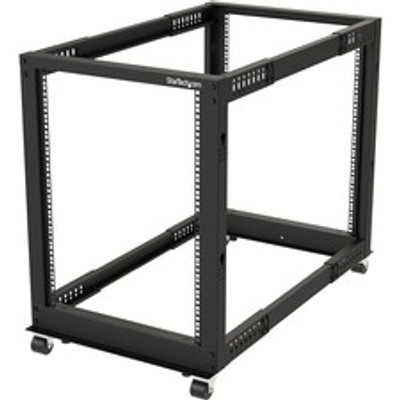 StarTech.com 15U Open Frame Rack - 4 Post - Adjustable Depth - For Server, KVM Switch, LAN Switch, Patch Panel, A/V Equipment - 15U Rack Height x 19" Rack Width x 40.80" Rack Depth - Floor Standing Open Frame - Black - Steel, Cold Rolled Steel - 6...