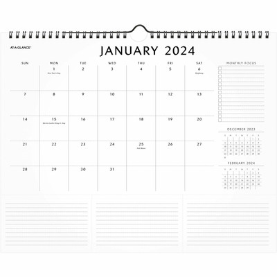 At-A-Glance Elevation Wall Calendar - Medium - Monthly - 12 Month - January 2025 to December 2025 - 1 Month Single Page Layout - 15" x 12" Sheet Size - White Sheet - Wire Bound - White - Paper - Important Date, Notes Area, Tear-off, Dated Planning...