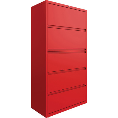 Lorell Fortress Series Lateral File w/Roll-out Posting Shelf - 36" Width x 18.8" Depth x 67.8" Height - 5 x Drawer(s) for File - Letter, Legal, A4 - Lateral - Hanging Rail, Label Holder, Durable, Nonporous Surface, Removable Lock, Locking Bar, Pul...