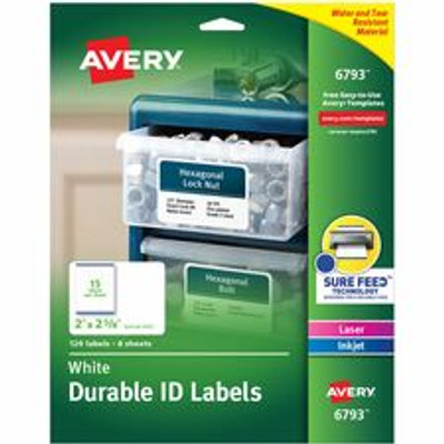 Avery&reg; Permanent Durable ID Labels with Sure Feed(R) Technology - 2" Height x 2 5/8" Width - Permanent Adhesive - Rectangle - Laser, Inkjet - White - Film - Permanent Adhesive, Durable, Scuff Resistant, Tear Resistant, Smudge Resistant, Stick ...
