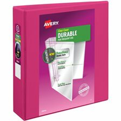 Avery&reg; Durable View 3 Ring Binder, 2" Slant Rings, 1 Pink Binder (17836) - 2" Binder Capacity - Letter - 8 1/2" x 11" Sheet Size - 530 Sheet Capacity - 530 Ring(s) - Fastener(s): Slant Ring - Pocket(s): 2 - Polypropylene - Adhesive, Durable, F...