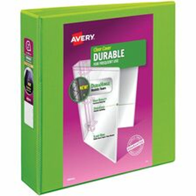 Avery&reg; Durable View 3 Ring Binder, 2" Slant Rings, 1 Chartreuse Binder (17838) - 2" Binder Capacity - Letter - 8 1/2" x 11" Sheet Size - 530 Sheet Capacity - 530 Ring(s) - Fastener(s): Slant Ring - Pocket(s): 2 - Polypropylene - Adhesive, Dura...