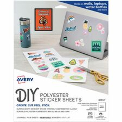 Avery&reg; Surface Safe Printable Decal Stickers - 8 1/2" Width x 11" Length - Removable Adhesive - Rectangle - Inkjet, Laser - Matte White - Matte - Film - Water Resistant - Adhesive, Damage Resistant, Durable, PVC-free, Recyclable, Removable, Re...