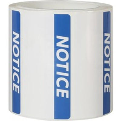 Avery&reg; Thermal Printer NOTICE Header Sign Labels - Waterproof - NOTICE - 2" Height x 4" Width - Permanent Adhesive - Rectangle - Thermal Transfer - White, Blue - Film - Water Resistant - Durable, Chemical Resistant, Abrasion Resistant, Tearing...