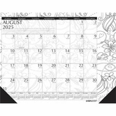 House of Doolittle Academic Doodle Monthly Desk Pad Calendar - Academic - Julian Dates - Monthly - 12 Month - August 2025 to July 2026 - 1 Month Single Page Layout - 22" x 17" Sheet Size - 2.38" x 1.88" Block - Desk Pad - Black/White - Paper - 17"...