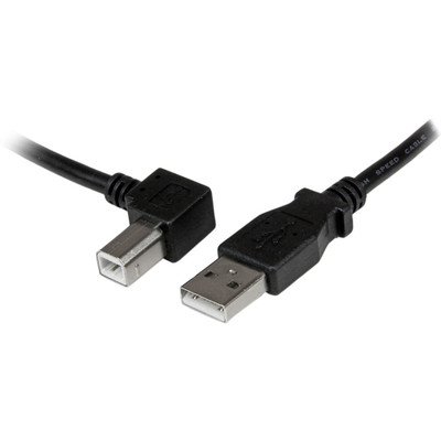 StarTech.com 3m USB 2.0 A to Left Angle B Cable - M/M - 9.84 ft USB/USB-B Data Transfer Cable for Hard Drive, Scanner, Printer - First End: 1 x 4-pin USB 2.0 Type A - Male - Second End: 1 x 4-pin USB 2.0 Type B - Male - 480 Mbit/s - Shielding - Ni...