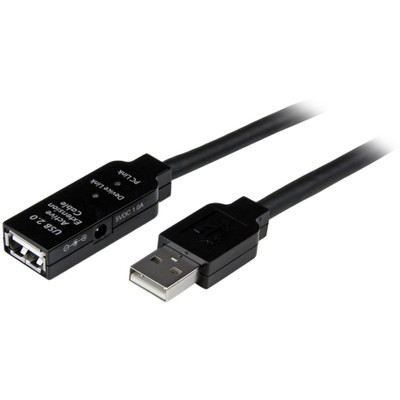 StarTech.com 25m USB 2.0 Active Extension Cable - M/F - 82.02 ft USB Data Transfer Cable for Power Adapter, Wall Outlet - First End: 1 x 4-pin USB 2.0 Type A - Male - Second End: 1 x 4-pin USB 2.0 Type A - Female - 480 Mbit/s - Extension Cable - S...