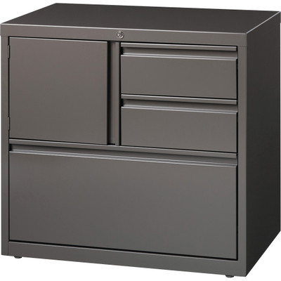Lorell 30" Personal Storage Center Lateral File - 30" Width x 18.6" Depth x 28" Height - 3 x Drawer(s) for File, Box - A4, Letter, Legal - Hanging Rail, Glide Suspension, Grommet, Cable Management, Interlocking, Reinforced Base, Adjustable Glide, ...