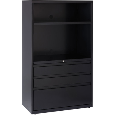 Lorell File/File Lateral File Combo Unit - 36" Width x 18.6" Depth x 60" Height - 2 x Shelf(ves) - 3 x Drawer(s) for Box, File - Legal, Letter, A4 - Lateral - Cable Management, Leveling Glide, Adjustable Glide, Locking Drawer, Durable, Ball-bearin...