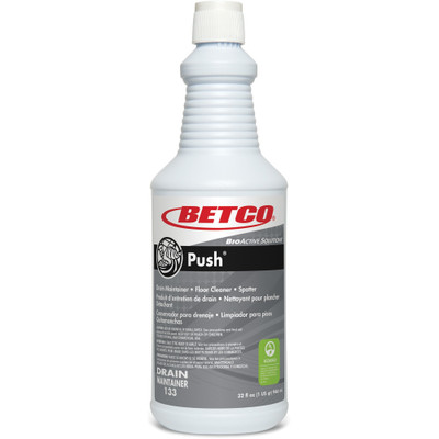 Betco BioActive Solutions Push Cleaner - For Drain, Carpet, Upholstery - 32 fl oz (1 quart) - New Green Scent - Recommended For: Bacteria Remover, Protein Remover, Starch Remover, Oil Remover, Grease Remover, Gum Remover - Non-corrosive, Non-flamm...