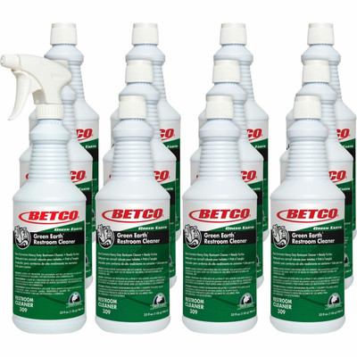 Betco Green Earth RTU Restroom Cleaner - For Restroom, Tile, Grout, Countertop, Sink, Toilet, Shower, Tub, Floor, Wall, Porcelain - 32 oz (2 lb) - Mint Scent - Recommended For: Soap Scum Remover, Oil Remover, Mineral Deposit Remover, Soil Remover ...