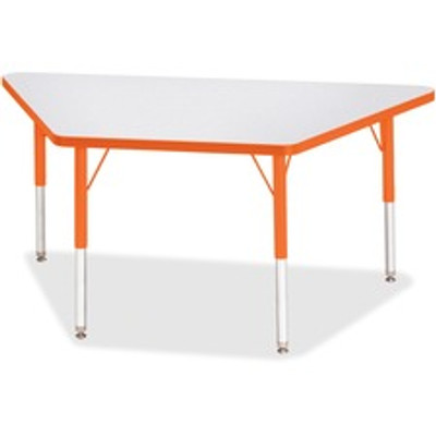 Jonti-Craft Berries Elementary Height Prism Edge Trapezoid Table - Laminated Trapezoid, Orange Top - Four Leg Base - 4 Legs - Height Adjustable - 15" to 24" Adjustment - 48" Table Top Length x 24" Table Top Width x 1.13" Table Top Thickness - 24" ...