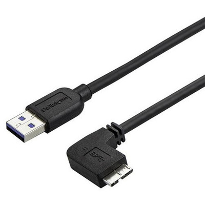StarTech.com Slim Micro USB 3.0 Cable - Right-angle Micro-USB - 1m (3ft) - 3.28 ft USB Data Transfer Cable for Tablet, Hard Drive, Card Reader, Desktop Computer, Notebook - First End: 1 x 9-pin USB 3.0 Type A - Male - Second End: 1 x 10-pin Micro ...
