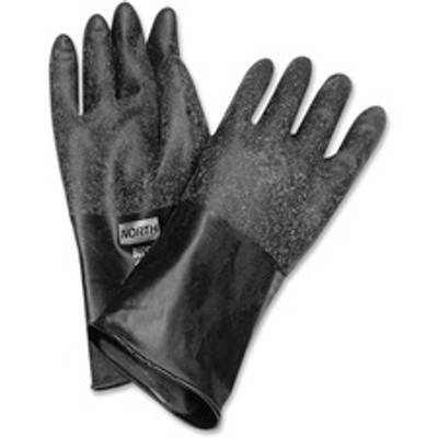 NORTH 14" Unsupported Butyl Gloves - 17 mil Thickness x 14" Glove Length - Chemical Protection - 8 Size Number - Black - Water Resistant, Durable, Chemical Resistant, Ketone Resistant, Comfortable, Abrasion Resistant, Cut Resistant, Tear Resistant...