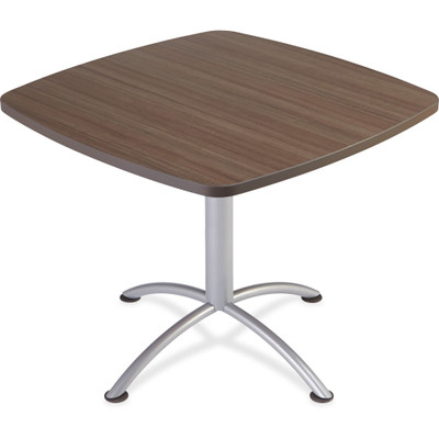 Iceberg iLand 29"H Square Hospitality Table - Square Top - Powder Coated Silver Base - Contemporary Style - 36" Table Top Length x 36" Table Top Width x 1.13" Table Top Thickness - 29" Height - Assembly Required - Laminated, Teak - Particleboard -...