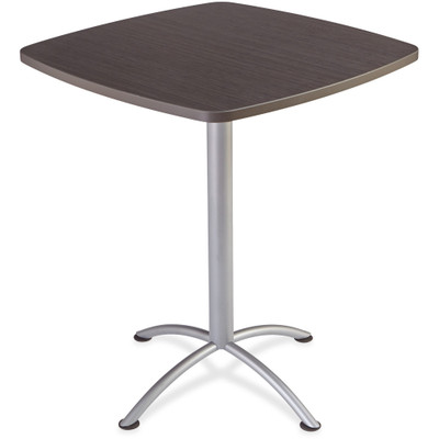 Iceberg iLand 42"H Square Bistro Table - Square Top - Powder Coated Silver Base - Contemporary Style - 36" Table Top Length x 36" Table Top Width x 1.13" Table Top Thickness - 42" Height - Assembly Required - Gray, Laminated, Silver - Particleboar...