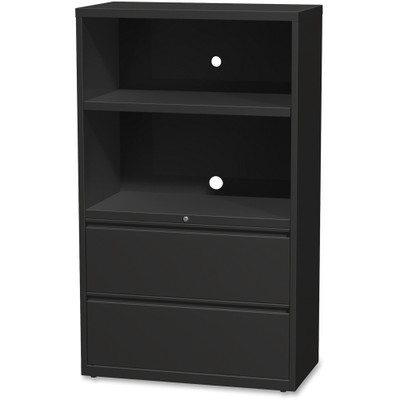 Hirsh FF Lateral File Combo Unit - 2-Drawer - 36" Width x 18.6" Depth x 60" Height - 2 x Drawer(s) for File - Letter, Legal, A4 - Lateral - Lockable, Ball-bearing Suspension, Cable Management, Removable Lock, Hanging Rail, Leveling Glide - Black -...