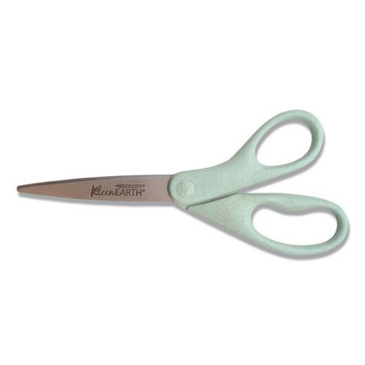 KleenEarth Rice Husk Scissors, Pointed Tip, 8" Long, Straight Sage Blue Handle