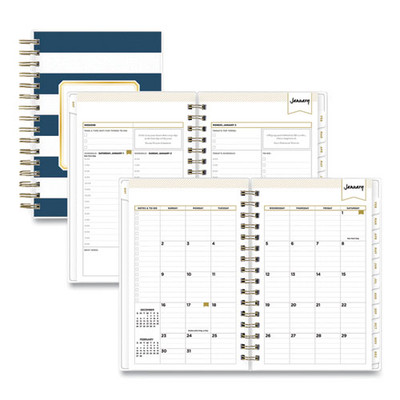 Day Designer Navy Stripe Daily/monthly Planner, Navy Stripe Artwork, 8 X 5, Navy/white Cover, 12-month (jan To Dec): 2022