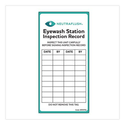 Eyewash Station Inspection Label, "Eyewash Station Inspection Record/Chart", 6" x 3", Green/Black/White