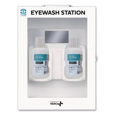 Emergency Eyewash Station Wall Cabinet, 16 oz Bottle, 2 Bottles/Station