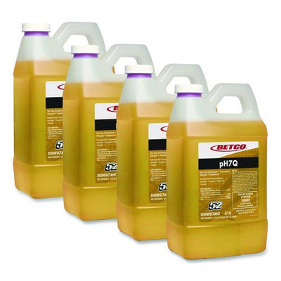 pH7Q FastDraw Neutral Disinfectant, Pleasant Lemon Scent, 2 L Bottle, 4/Carton