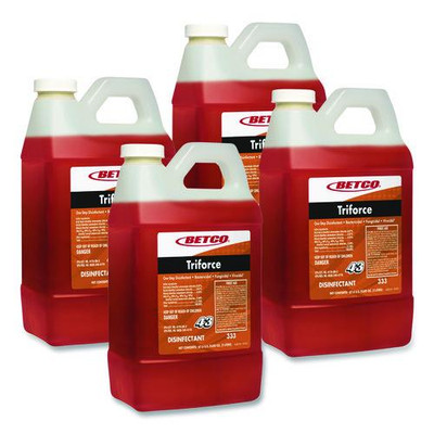 Triforce FastDraw Disinfectant, Fresh Scent, 2 L Bottle, 4/Carton