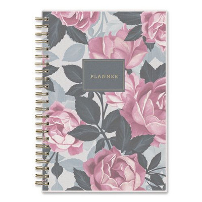 Roosevelt Pink Academic Weekly/Monthly Planner, Floral Artwork, 11 x 8.5, Pink/Gray Cover, 12-Month: July 2025 to June 2026