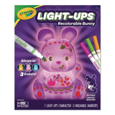 Light Ups Recolorable Bunny with (3) Ultra-Clean Washable Markers, Ages 4 and Up, 4 Pieces