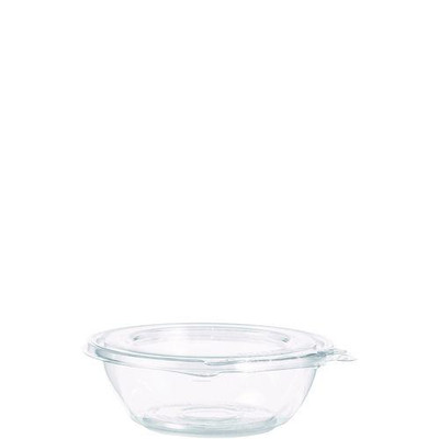 SafeSeal Tamper-Resistant, Tamper-Evident Bowls with Flat Lid, 8 oz, 5.5" Diameter x 1.7" h, Clear, Plastic, 240/Carton