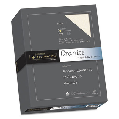 Granite Specialty Paper, 24 Lb, 8.5 X 11, Ivory, 500/ream Granite Specialty Paper, 24 Lb, 8.5 X 11, Ivory, 500/ream